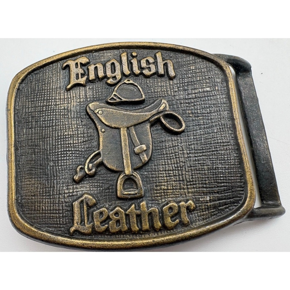 English Leather Belt Buckle With English‎ Saddle Vintage Original
